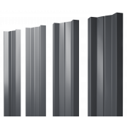 Штакетник М-образный А с прямым резом 0,5 GreenCoat Pural BT, matt RR 23 темно-серый (RAL 7024 мокрый асфальт)