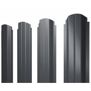 Штакетник П-образный А фигурный 0,5 GreenCoat Pural BT, matt RR 23 темно-серый (RAL 7024 мокрый асфальт)