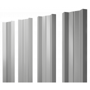 Штакетник М-образный А с прямым резом 0,5 Satin RAL 9006бело-алюминиевый