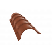 Планка малого конька полукруглого 0,5 Satin с пленкой RAL 8004 терракота (1,97м)