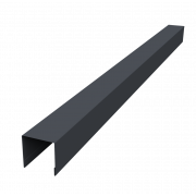 Планка вертикальная лицевая для горизонтального монтажа штакетника 0,45 PE-Double с пленкой RAL 7024 мокрый асфальт (2м)