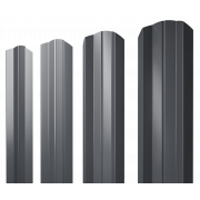 Штакетник М-образный А фигурный 0,5 GreenCoat Pural BT, matt RR 23 темно-серый (RAL 7024 мокрый асфальт)
