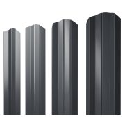 Штакетник М-образный А фигурный 0,4 PE-Double RAL 7024 мокрый асфальт