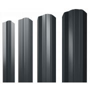 Штакетник М-образный А фигурный 0,5 Velur X RAL 7016 антрацитово-серый