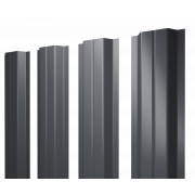 Штакетник П-образный A с прямым резом 0,5 GreenCoat Pural BT, matt RR 23 темно-серый (RAL 7024 мокрый асфальт)