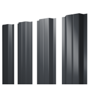 Штакетник П-образный A с прямым резом 0,45 PE RAL 7024 мокрый асфальт