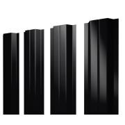 Штакетник П-образный A с прямым резом 0,45 PE RAL 9005 черный