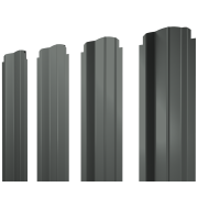 Штакетник П-образный B фигурный 0,45 PE RAL 7005 мышино-серый