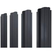 Штакетник П-образный B фигурный 0,4 PE-Double RAL 7024 мокрый асфальт