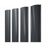 Штакетник Полукруглый Slim с прямым резом 0,45 Drap-double TX RAL 7024 мокрый асфальт