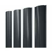 Штакетник Полукруглый Slim с прямым резом 0,45 Drap RAL 7016 антрацитово-серый