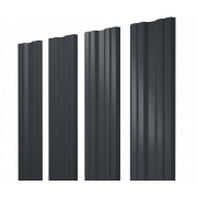 Штакетник Twin с прямым резом 0,45 Drap-double TX RAL 7024 мокрый асфальт