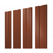 Штакетник Twin с прямым резом 0,5 Satin RAL 8004 терракота